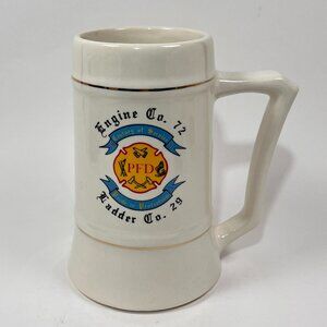 Vtg Philly Fire Dept PA Ceramic Engine 72 USA Pottery Beer Stein Mug Fireman 70s